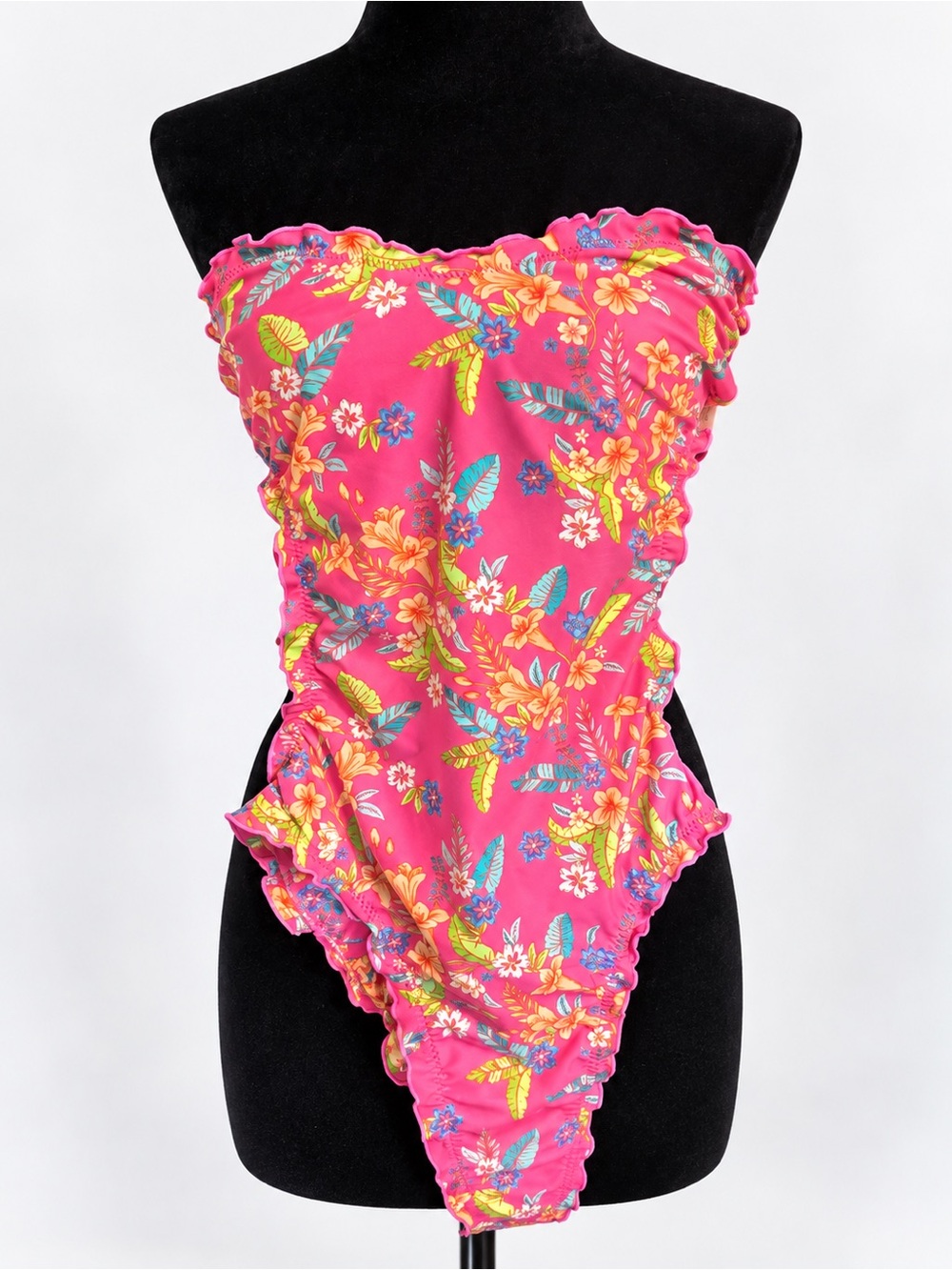 Kulani Kinis Floral Ruffle One-Piece Swimsuit - Hot Pink